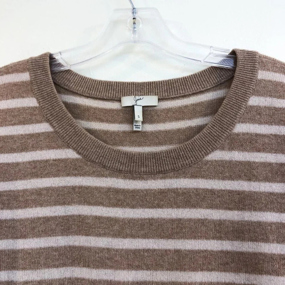 Joie Striped Wool Cashmere Blend Tight Knit Scoop Neck Classic Pullover Sweater - Picture 6 of 10